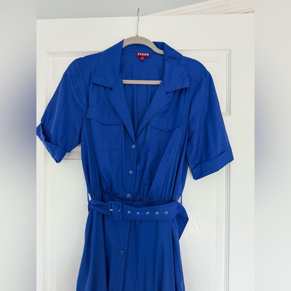 Staud Blue Buttoned Maxi Dress with Notched Collar - Picture 4 of 5